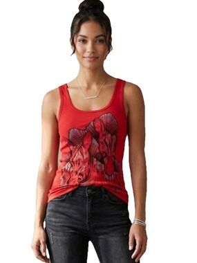 Key Closet Zebras Women’s Red Ribbed Cotton Tank Top Size XL